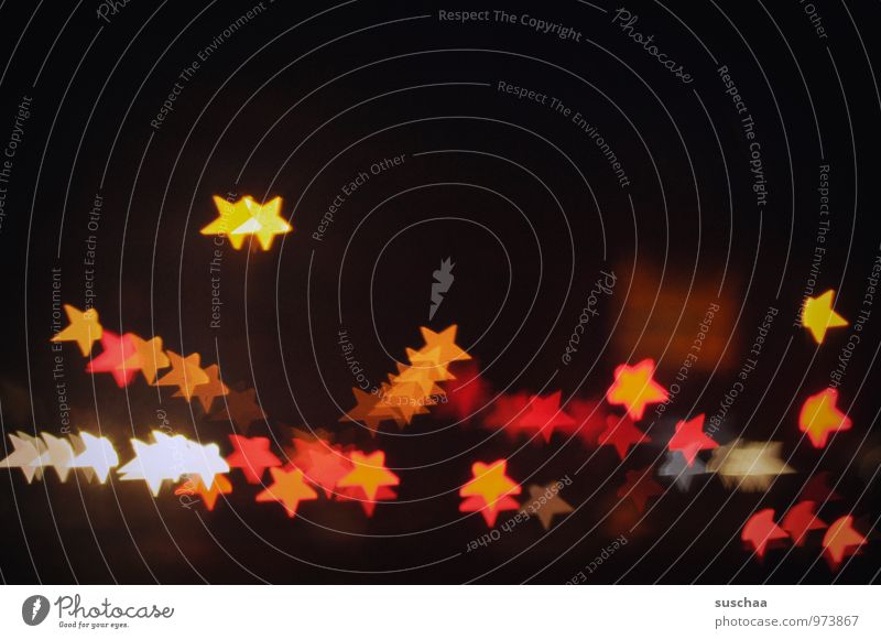 stars in the dark Town Street Crossroads Traffic light Car Yellow Red Light Lamp Lighting Star (Symbol) Blur Multicoloured Exterior shot Experimental Abstract