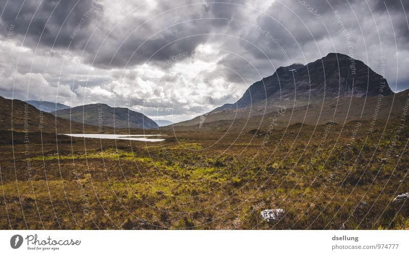 scot Environment Nature Landscape Sky Clouds Summer Bad weather Wind Meadow Hill Rock Mountain Peak Lake Healthy Large Cold Wild Brown Yellow Gray Green Orange