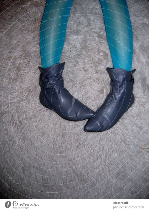 walk a mile in my shoes Footwear Flock carpet Tights Turquoise Boots Leisure and hobbies Woman Legs Blue Elf
