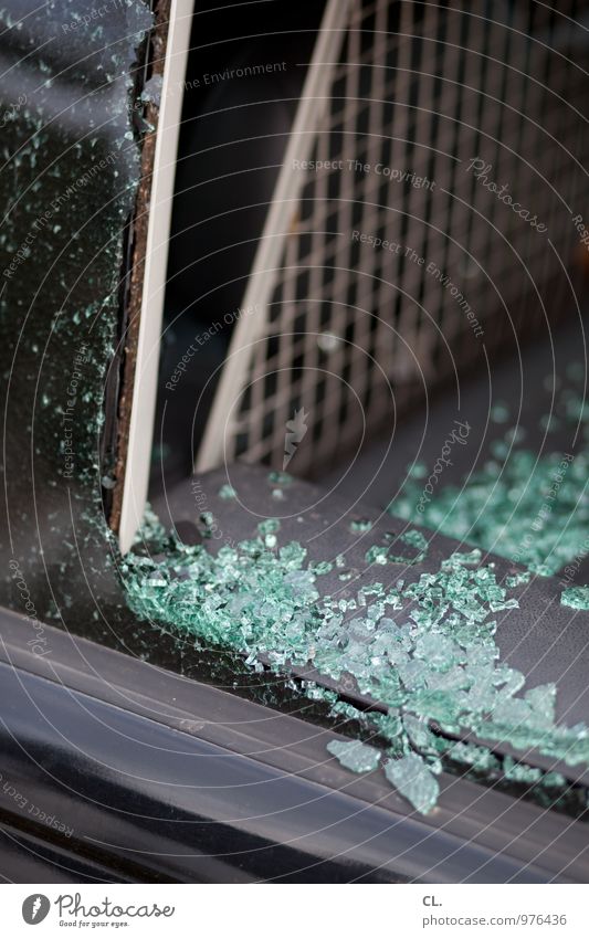 crash Car Car Window Shard Accident Glass Broken Fear Dangerous Threat Adversity Safety Destruction Colour photo Exterior shot Deserted Day