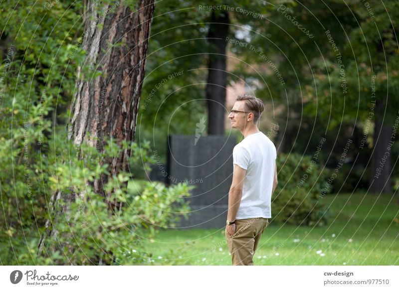 Man in the park Elegant Style Joy Harmonious Well-being Contentment Relaxation Calm Human being Masculine Young man Youth (Young adults) Adults Life 1