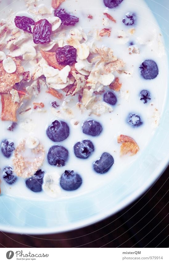Good morning! Food Dairy Products Esthetic Contentment Blueberry Cereal Breakfast Breakfast table Morning break Milk Healthy Eating Delicious Berries Raisins