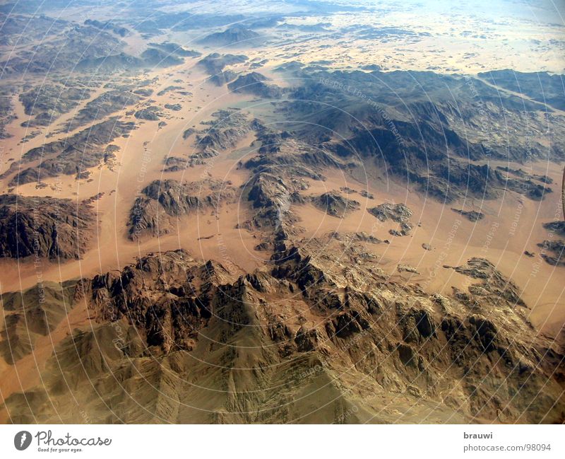 Egypt Nile Aerial photograph Airplane Mountain Africa Desert Sand wide country