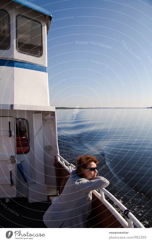 rita enjoys the vänern Trip Summer Human being Feminine Woman Adults 30 - 45 years Lake Vänern Inland navigation Boating trip Relaxation To enjoy Contentment