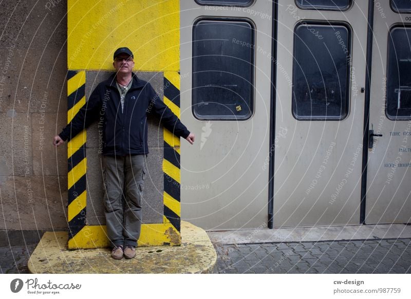 Man at Tempelhof Airport tempelhofer field Tempelhof Airport Berlin Stripe Black Yellow