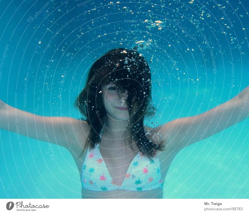 monocular Dive Bikini Girl Palm tree Water Summer hold one's breath air balsa Blue Swimming & Bathing