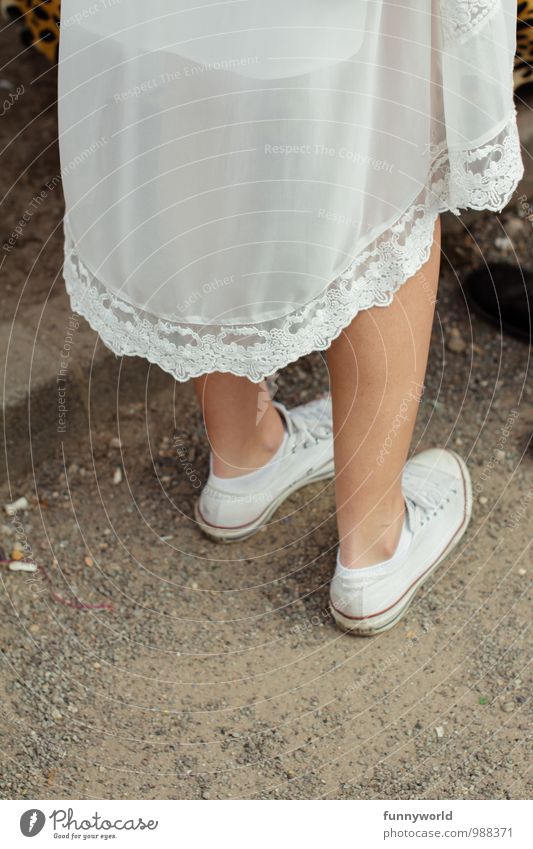 Ghost with Chuckys Legs Feet 1 Human being Fashion Skirt Dress Night dress Footwear Sneakers Chucks Stand Hip & trendy Uniqueness Hipster Lace Transparent White