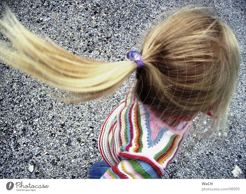 catch-play Playing Braids Ponytail Blonde Child Girl Rotate Turnaround Catch Children's game Toddler Flying Hair and hairstyles Joy Head