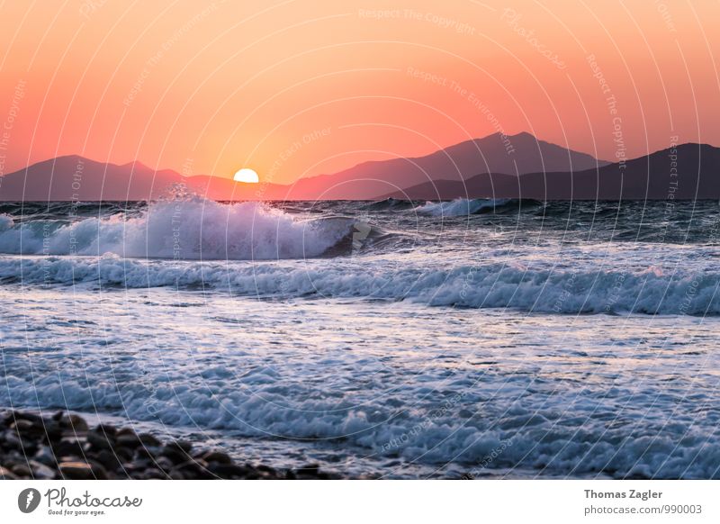 Sunset on Kos Vacation & Travel Freedom Summer Summer vacation Beach Ocean Island Waves Renewable energy Hydroelectric  power plant Landscape Water