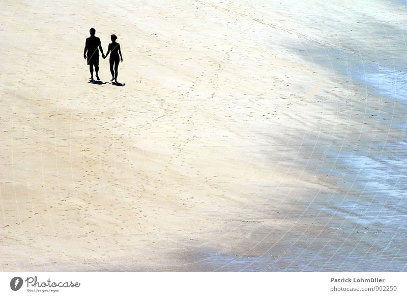 togetherness Human being Couple Body 2 30 - 45 years Adults Nature Sand Summer Beautiful weather Beach Saint-Malo France Europe Small Town Water Touch Movement