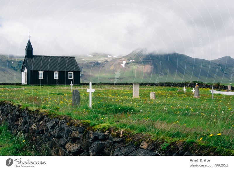 Iceland Church Vacation & Travel Tourism Trip Adventure Far-off places Nature Landscape Sky Clouds Climate Bad weather Garden Meadow Hill Rock Mountain