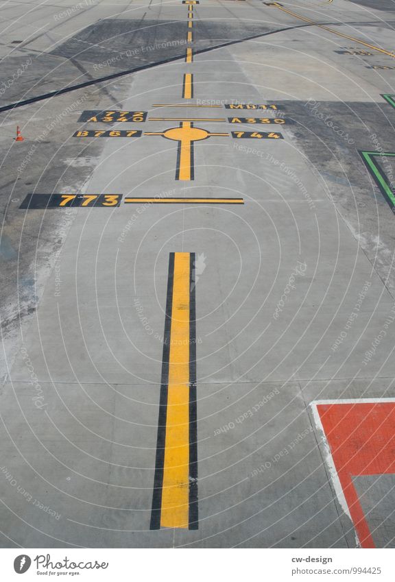 runway Deserted Airport Airfield Runway Airplane landing Airplane takeoff In the plane View from the airplane Yellow Gray Red Asphalt Line Dashed line Stripe
