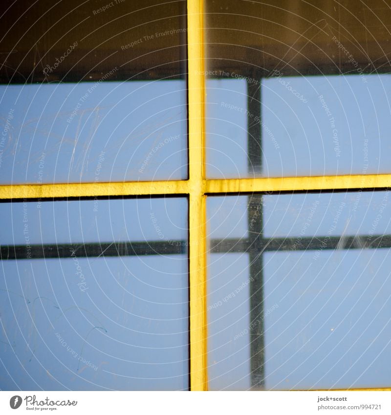 double plus Cloudless sky Window Glass Line Three-dimensional Thin Retro Yellow Protection Center point Symmetry Crucifix Parallel Offset Prop Minimalistic