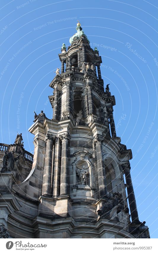 Church architecture tower Dresden Town Old town Architecture Facade Tourist Attraction Uniqueness Culture Art Vacation & Travel Tourism Colour photo