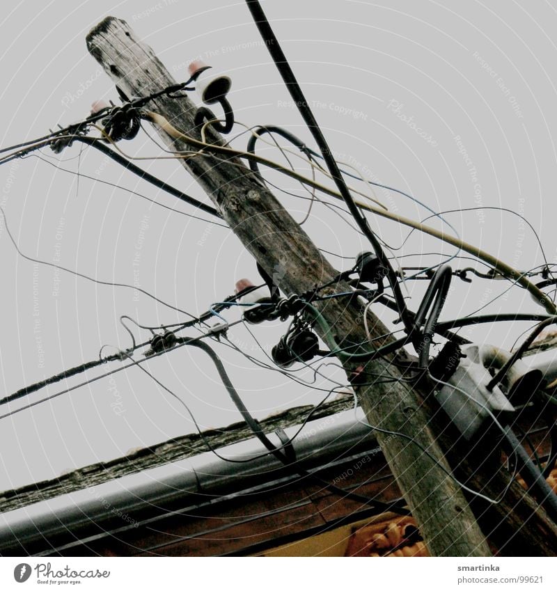 Interface Electricity Electricity pylon Muddled Wire Industry Electrical equipment Technology Energy industry Connection Transmission lines Wired