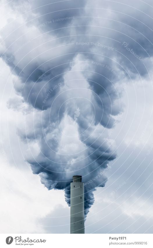 chimney Energy industry Coal power station Industry Steam Exhaust gas CO2 emission Climate change Industrial plant Chimney Smoking Threat Dark Gloomy