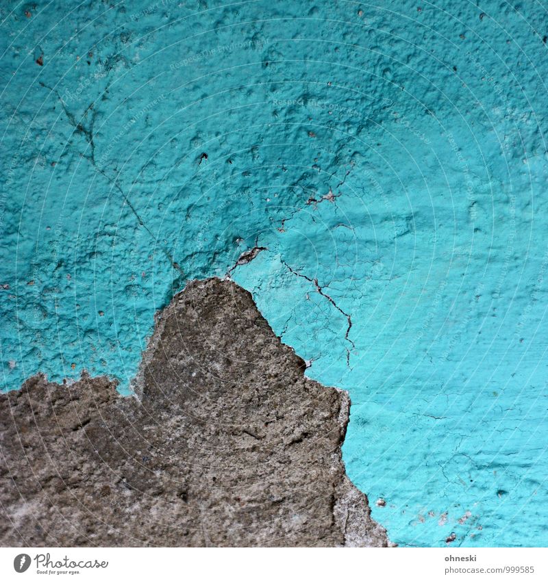 mountain Wall (barrier) Wall (building) Facade Plaster Rendered facade Stone Blue Turquoise Crack & Rip & Tear Colour photo Exterior shot Abstract