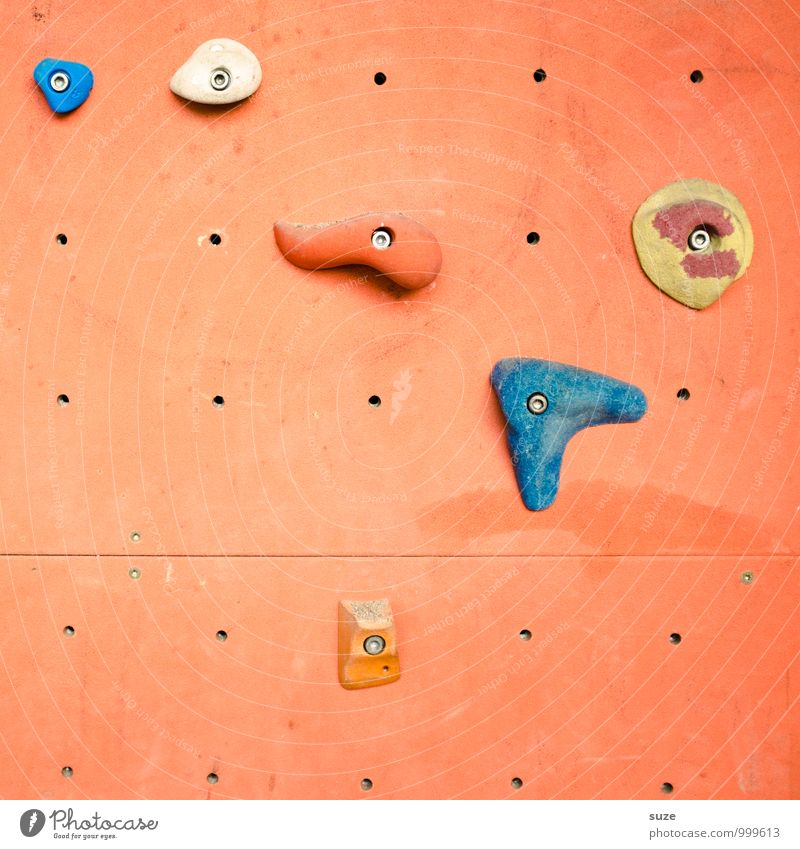 need for action Lifestyle Joy Leisure and hobbies Sports Climbing Mountaineering Plastic Fitness Authentic Simple Uniqueness Orange Effort Wall (building)