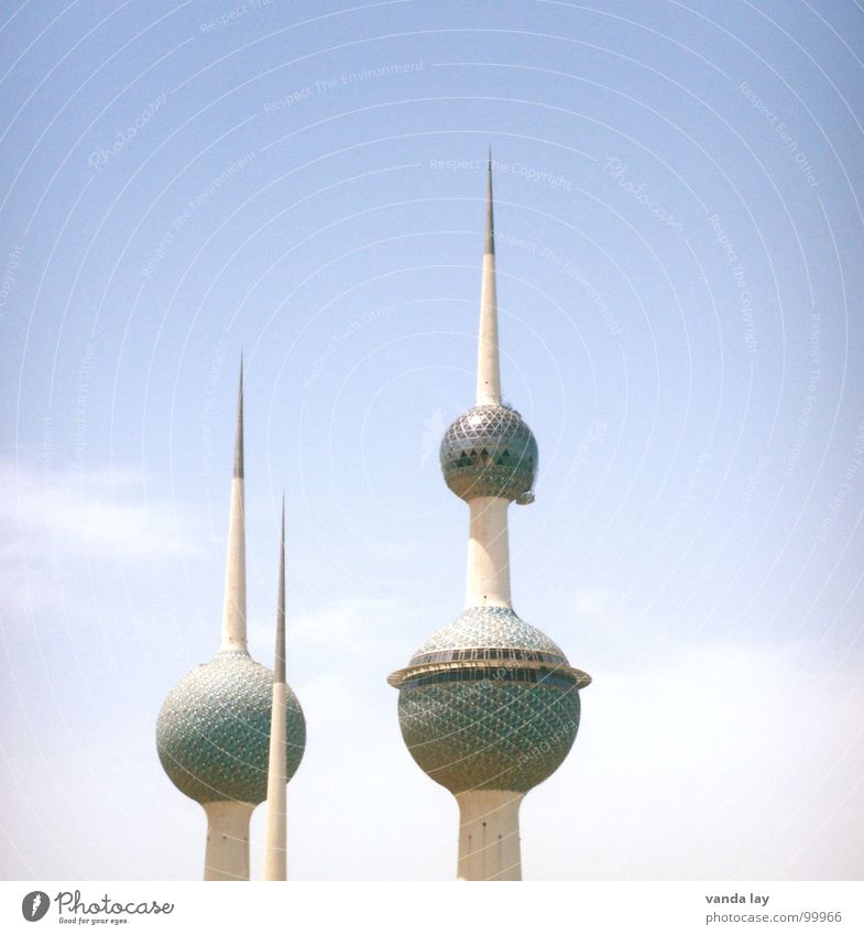 Kuwait Towers Art Sheik Arabia Transmitting station Near and Middle East Round Clouds Summer Landmark Futurism Water tower Sky Monument Modern Desert Kuwaiti